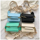 Pure Women Shoulder Bags Thick Chain Portable Square Handbags