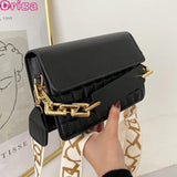 Pure Women Shoulder Bags Thick Chain Portable Square Handbags