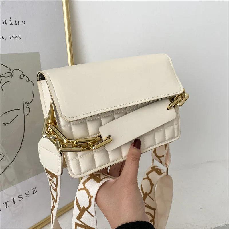 Pure Women Shoulder Bags Thick Chain Portable Square Handbags
