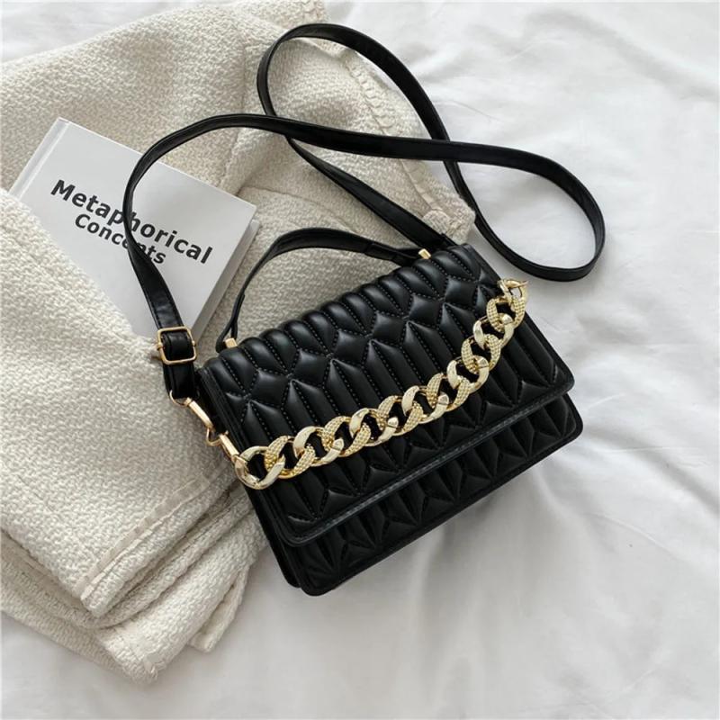 Retro Women Handbags Female Rhombus Chain Messenger Bags Square Shoulder Bags