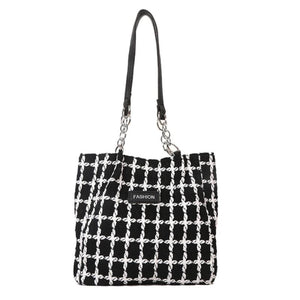Large Capacity Tote Shoulder Bags Plaid Contrasting Colors Handbags