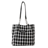 Large Capacity Tote Shoulder Bags Plaid Contrasting Colors Handbags
