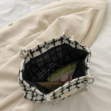 Large Capacity Tote Shoulder Bags Plaid Contrasting Colors Handbags