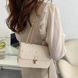 Women Straw Woven Shoulder Crossbody Messenger Bag Summer Beach Chain Handbag