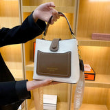 Crocodile Pattern Soft Leather Women's Bucket Bag