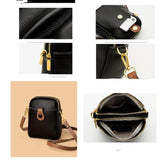3-Layer Ladies Shoulder Bags Small Women Messenger Purse Leather Handbag
