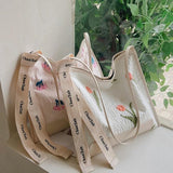 Women's Summer Flower Handbag with Tulip Print Tote