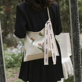 Women's Summer Flower Handbag with Tulip Print Tote