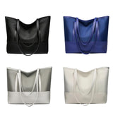 PU Leather Splicing Commuter Totes Oxford Women Shoulder Handbags