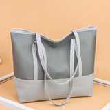 PU Leather Splicing Commuter Totes Oxford Women Shoulder Handbags