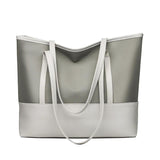 PU Leather Splicing Commuter Totes Oxford Women Shoulder Handbags