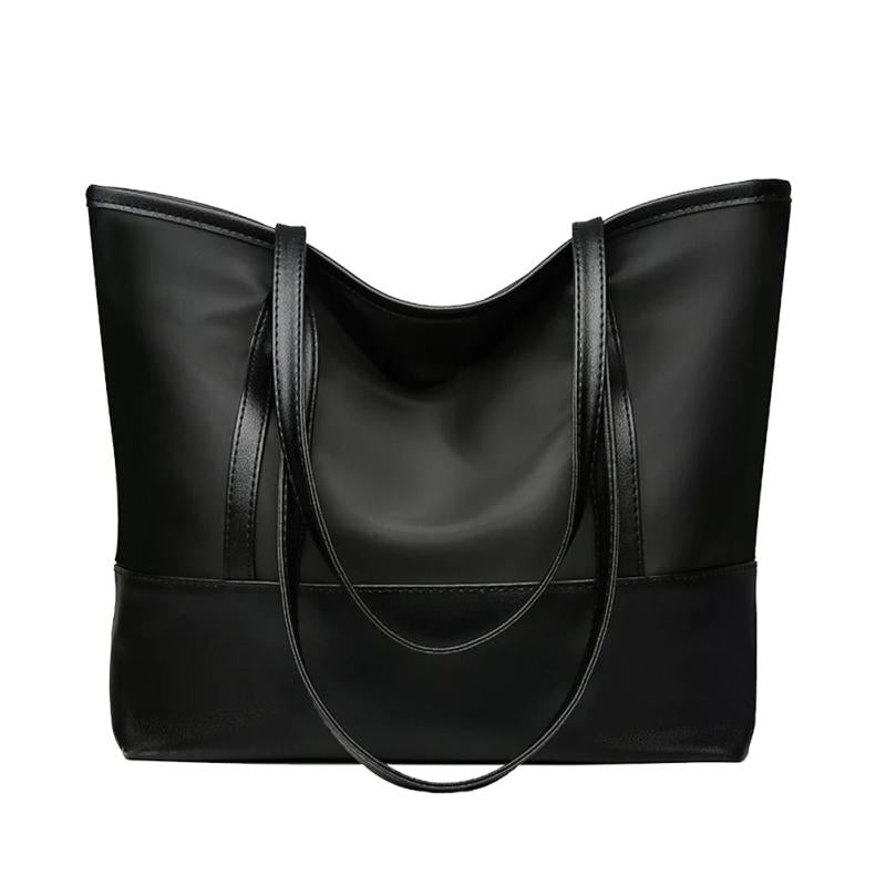 PU Leather Splicing Commuter Totes Oxford Women Shoulder Handbags