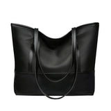 PU Leather Splicing Commuter Totes Oxford Women Shoulder Handbags