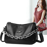 Summer Chain Handbags And Purses Female Travel Totes Solid Small PU Leather