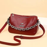 Summer Chain Handbags And Purses Female Travel Totes Solid Small PU Leather