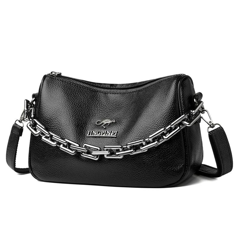 Summer Chain Handbags And Purses Female Travel Totes Solid Small PU Leather
