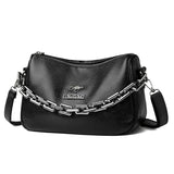 Summer Chain Handbags And Purses Female Travel Totes Solid Small PU Leather
