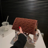 Vintage Velvet Shoulder Bag Chain Messenger Quilted Simple Casual Soft