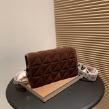 Vintage Velvet Shoulder Bag Chain Messenger Quilted Simple Casual Soft