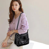 Vintage PU Leather Crossbody Messenger Bag for Women