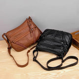 Vintage PU Leather Crossbody Messenger Bag for Women
