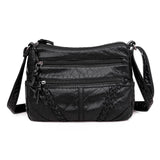 Vintage PU Leather Crossbody Messenger Bag for Women