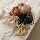 Drawstring Bucket Shoulder Bag Crossbody Handbag Spring Tote
