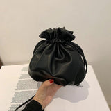 Drawstring Bucket Shoulder Bag Crossbody Handbag Spring Tote