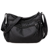 Vintage Women Shoulder Bag Soft Leather Crossbody Bag Multi-pocket Purse
