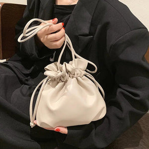 Pleated PU Leather Crossbody Bag Small Purse Handbag for Women