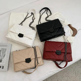 Lattice Pattern Messenger Handbags Women PU Leather Top-Handle Bag