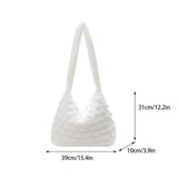 Winter Warm Plush Bags Women Shoulder Handbag Soft Fur Rhombus Pattern
