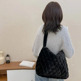 Winter Warm Plush Bags Women Shoulder Handbag Soft Fur Rhombus Pattern