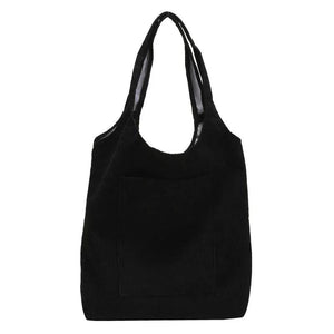 Corduroy Tote Bag Large Capacity Travel Shoulder Handbag