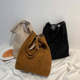 Corduroy Tote Bag Large Capacity Travel Shoulder Handbag