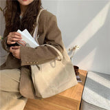 Corduroy Tote Bag Large Capacity Travel Shoulder Handbag