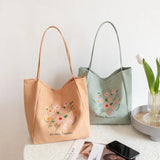 Flower Printed Tote Shoulder Bag Reusable Handbag