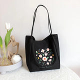 Flower Printed Tote Shoulder Bag Reusable Handbag