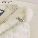 Soft Plush Crossbody Bag Fluffy Rhombus Pattern Shoulder Bag