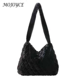 Soft Plush Crossbody Bag Fluffy Rhombus Pattern Shoulder Bag