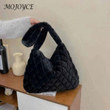 Soft Plush Crossbody Bag Fluffy Rhombus Pattern Shoulder Bag