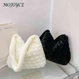 Soft Plush Crossbody Bag Fluffy Rhombus Pattern Shoulder Bag