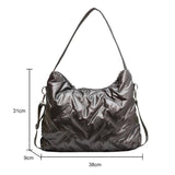 Lattice Pattern Shoulder Bag Large Capacity Tote Bags Feather Padded Shopping