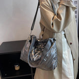 Lattice Pattern Shoulder Bag Large Capacity Tote Bags Feather Padded Shopping