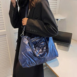 Lattice Pattern Shoulder Bag Large Capacity Tote Bags Feather Padded Shopping