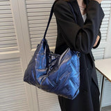 Lattice Pattern Shoulder Bag Large Capacity Tote Bags Feather Padded Shopping