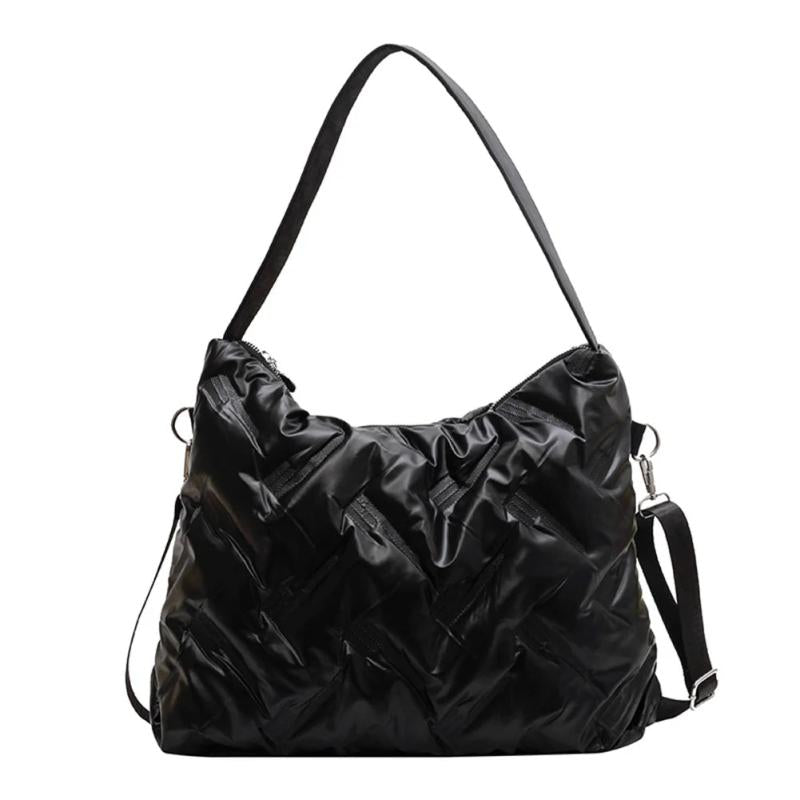 Lattice Pattern Shoulder Bag Large Capacity Tote Bags Feather Padded Shopping