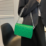 Green Quilted Shoulder Bag for Women Retro Clutch Tote