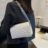 Green Quilted Shoulder Bag for Women Retro Clutch Tote