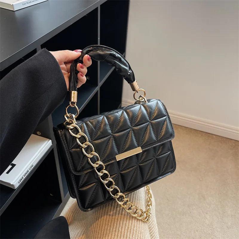 Solid Women's Shoulder Bag Flap Lady Handbags Chain Strap Crossbody Bags